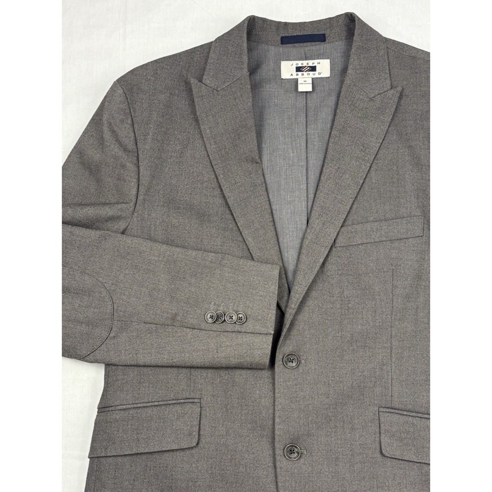 Joseph Abboud Cotton Blend Unstructured Sport Coat Gray Hopsack Peak Collar Med